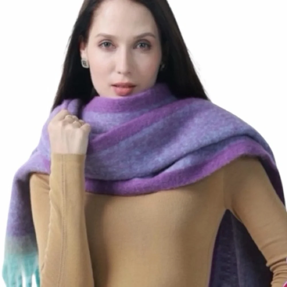 Chunky Oversized Winter Blanket Scarf With Fringe NWT